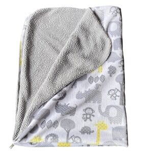Target CIRCO Safari‎ Zigs N Zags Baby Blanket Lovey Grey White Yellow Sherpa Zoo